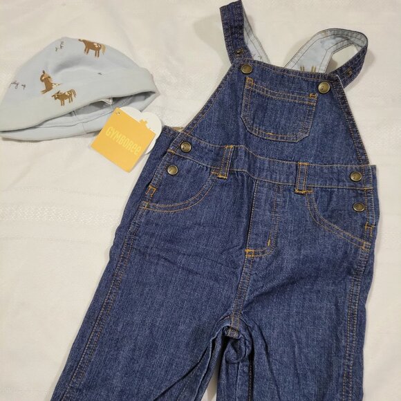 Gymboree EIEIO Pony EUC 3-6 month Overalls & NWT 3-6 Hat set. Mixed Bin Z33 - Picture 1 of 5